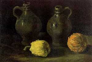 Vincent Van Gogh - Still Life with Two Jars and Two Pumpkins