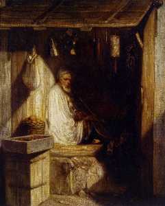 Turkish Merchant Smoking in His Shop