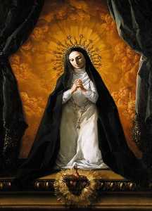St Margaret Mary Alacoque Contemplating the Sacred Heart of Jesus