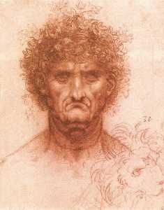 Leonardo Da Vinci - Old man with ivy wreath and lion-s head