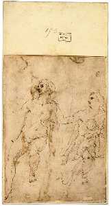 Michelangelo Buonarroti - Study of Two Women, One with Child (verso)