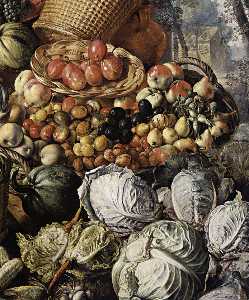 Market Woman with Fruit, Vegetables and Poultry (detail)