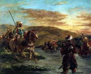 Moroccan Troops Fording a River