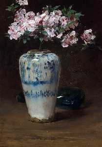 Pink Azalea in a Chinese Vase