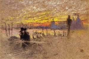 James Abbott Mcneill Whistler - Sunset: Red and Gold - The Gondolier