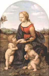 Raphael (Raffaello Sanzio Da Urbino) - The Virgin and Child with Saint John the Baptist (La Belle Jardini re)