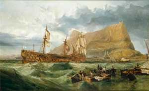 'victory' Towed Into Gibraltar After Trafalgar