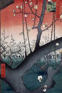 Quadro su Tela con Telaio Ando Hiroshige Plum Garden Kamata