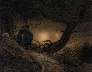 Caspar David Friedrich - two men contemplating the moon
