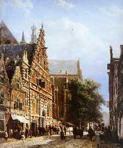 Cornelis Vleeschhal and Grote Kerk in Haarlem Sun
