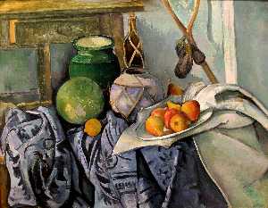 still life with a ginger jar and eggplants