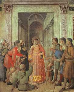 St Lawrence giving alms, Chapel of Nicho