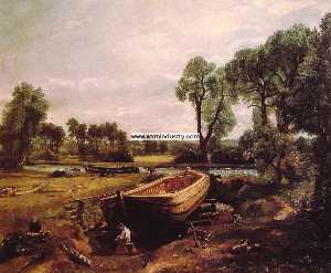 John Constable - Boat-Building on the Stour