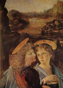 Leonardo Da Vinci - Angels and Landscape of the Baptism of Christ