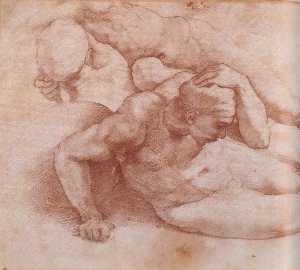Two Figures (red chalk)