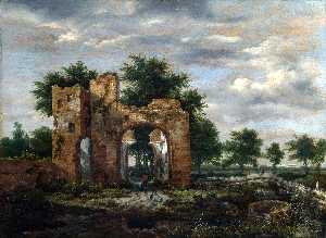 A ruined castle gateway