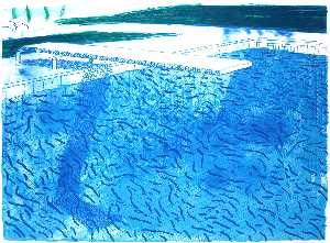 Lithographic Water Made of Lines, Crayon and Two Blue Washes Without Green Wash