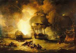 la distruzione di 'L'Orient' al Battaglia di il nilo , 1 Agosto 1798