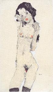 Egon Schiele - Girl with Black Hair