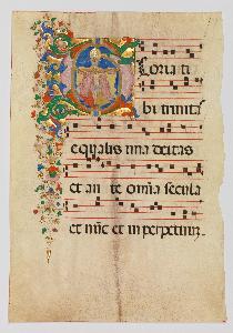 Master Of The Riccardiana Lactantius - Manuscript Leaf with the Trinity in an Initial G, from an Antiphonary