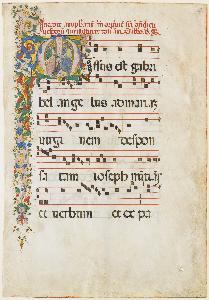 Danish Unknown Goldsmith - Manuscript Leaf with Saint John the Evangelist and Saint John the Baptist in an Initial M, from an Antiphonary