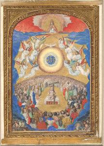 Simon Bening - Manuscript Leaf with Adoration of the Holy Name, from a Book of Hours