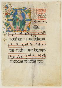 Danish Unknown Goldsmith - Manuscript Leaf with the Feast of Saint Andrew in an Initial M, from an Antiphonary