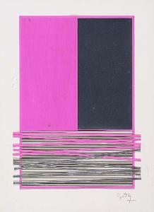 Jesús Rafael Soto - Abstract Composition with Silver and Magenta