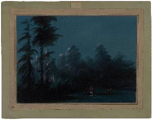 George Catlin - Spearing by Moonlight - Chaco
