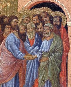Duccio Di Buoninsegna - The arrival of the apostles to the Virgin (Fragment)