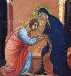 Duccio Di Buoninsegna - The arrival of the apostles to the Virgin-#160;(Fragment)