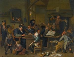 Jan Steen - A Riotous Schoolroom with a Snoozing Schoolmaster