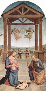 Pietro Perugino (Pietro Vannucci) - Altarpiece-#160;of-#160;St. Augustine - Adoration of the Shepherds