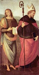 Pietro Perugino (Pietro Vannucci) - Altarpiece-#160;of-#160;St. Augustine - Scene John the Tufer and the St. Augustine
