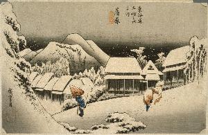 Utagawa Hiroshige - Evening Snow at Kanbara