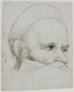Hans The Elder Holbein - The head of a crossbowman taking aim