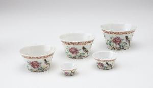 Danish Unknown Goldsmith - Set of five wine cups with bird designs