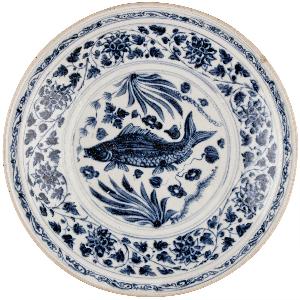 Danish Unknown Goldsmith - Plate with fish and water-weed design