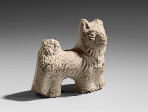 Danish Unknown Goldsmith - Terracotta in the Shape of a Dog standing (Spitz) with a Collar