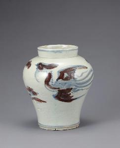 Danish Unknown Goldsmith - Blue and White Porcelain Jar with Phoenix Design