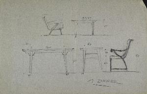 Franz Ehrlich - 1 Room (Design sketches for easy chairs and tables)