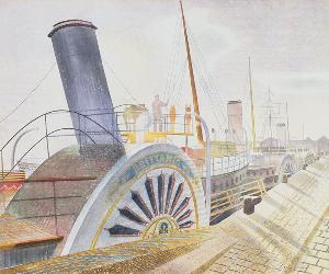 Eric Ravilious - Paddle steamer Britannie - Bristol Quay