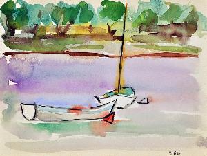 George Stefanescu - Boats on the Lake