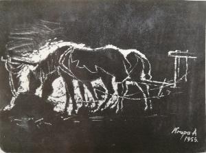 Alfred Krupa - Grated ink: horses