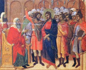 Duccio Di Buoninsegna - Christ in front of Anna