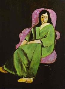 Henri Matisse - Laurette in a Green Dress on Black Background