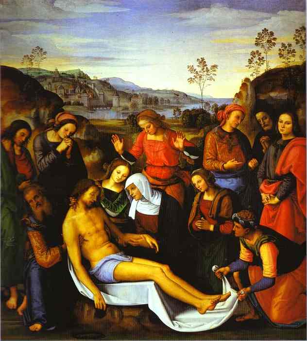 Wikioo.org - The Encyclopedia of Fine Arts - Painting, Artwork by Pietro Perugino (Pietro Vannucci) - The Lamentation Over the Dead Christ