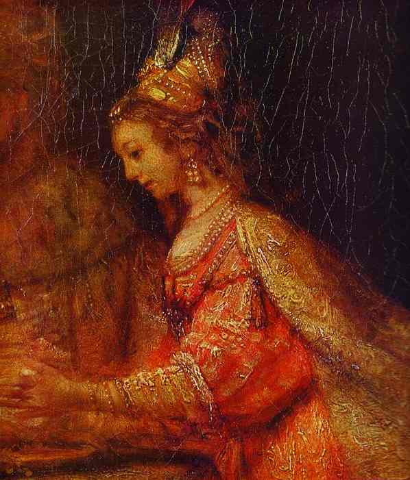 Wikioo.org - The Encyclopedia of Fine Arts - Painting, Artwork by Rembrandt Van Rijn - Esther. Detail of Assuerus, Haman and Esther
