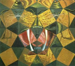 Salvador Dali - Study for -Fifty Abstract Pictures Which as Seen from Two Yards Change into Three Lenins Masquerading as Chinese and as Seen From Six Yards Appear as the Head of a Royal Bengal Tiger-, 1963