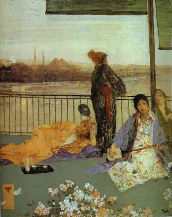WikiOO.org - Encyclopedia of Fine Arts - Maľba, Artwork James Abbott Mcneill Whistler - Variations in Flesh Color and Green, The Balcony